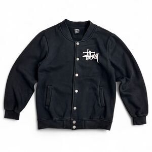 Stüssy Black Varsity Bomber Jacket Unisex Sz M (Runs Small) Streetwear Academia